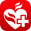 White heart with a leaf design and a medical cross on a red background, symbolizing health and wellness.